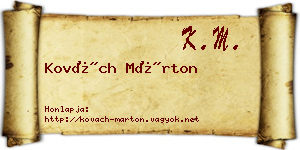 Kovách Márton névjegykártya