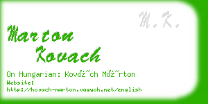 marton kovach business card